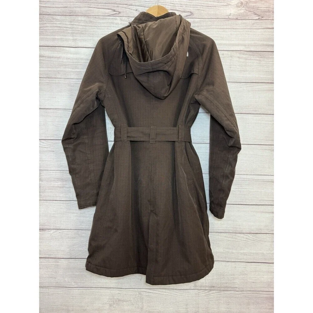 Women"The North Face" brown zipper/snaps hooded coat SIZE MEDIUM - Picture 3 of 16